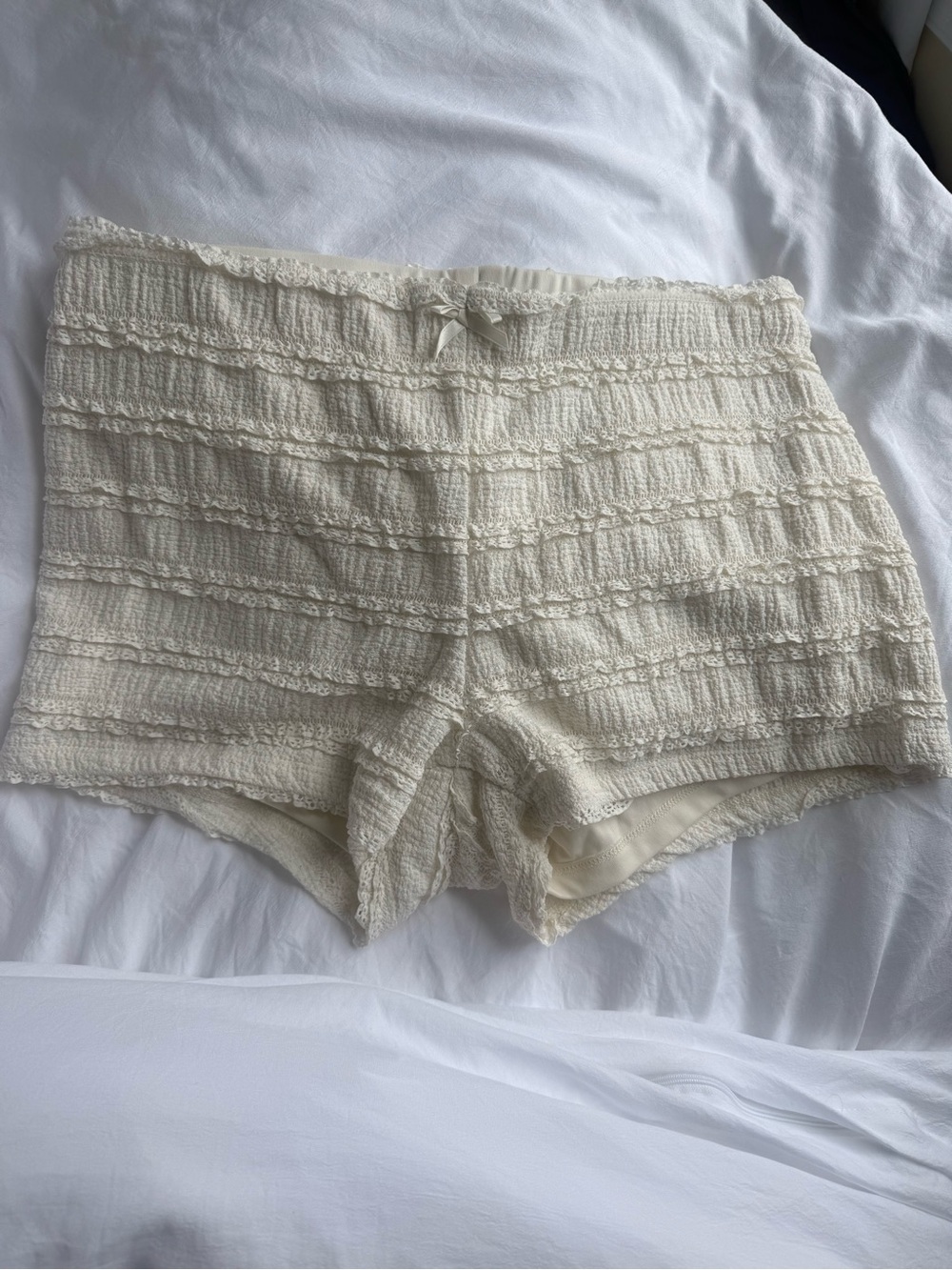 wild fable Cream Lace-Trim High Waist Shorts
